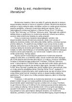 Eseja 'Kāda tu esi modernisma literatūra', 1.
