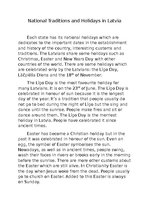 Konspekts 'National Traditions and Holidays in Latvia', 1.
