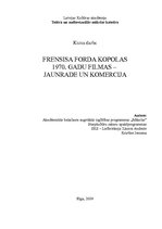 Referāts 'Frensisa Forda Kopolas 1970.gadu filmas - jaunrade un komercija', 1.