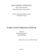 Konspekts 'Starptautiskā mārketinga pētījumi', 1.