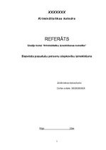 Referāts 'Bezvēsts pazudušu personu slepkavību izmeklēšana', 1.
