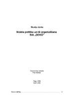 Referāts 'Noieta politika un tā organizēšana SIA "DEKO"', 1.