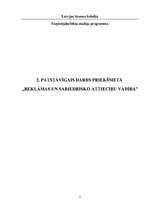 Konspekts 'Otrais patstāvīgais darbs priekšmetā "Reklāmas un sabiedrisko attiecību vadība"', 1.