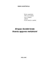 Referāts 'Eiropas Sociālā fondafinanšu apguves mehānismi', 1.