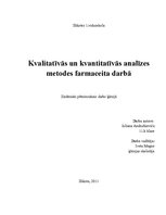Referāts 'Kvalitatīvās un kvantitatīvās analīzes metodes farmaceita darbā', 1.
