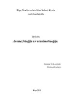 Konspekts 'Anestezioloģija un reanimatoloģija', 1.