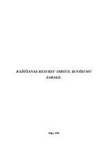 Konspekts 'Ražošanas resursu tirgus. Ienākumu sadale', 1.