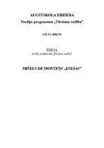 Eseja 'Mišels de Montēņs "Esejas"', 1.