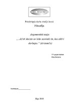 Eseja '"Dzīvē skaisto un labo sasniedz tie, kas aktīvi darbojas". Aristotelis', 1.