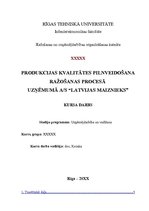 Konspekts 'Produkcijas kvalitātes pilnveidošana ražošanas procesā uzņēmumā AS "Latvijas mai', 1.