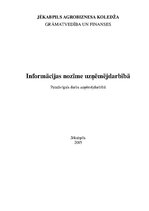 Konspekts 'Informācijas nozīme uzņēmējdarbībā', 1.