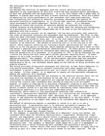Eseja 'The Individual and the Organisation: Selection and Choice', 1.