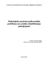 Eseja 'Onkoloģisko pacientu psihosociālās problēmas un sociālās rehabilitācijas pakalpo', 1.