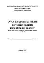 Referāts 'VAS Elektronisko sakaru direkcijas kapitāla izmantošanas analīze', 1.