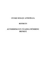 Referāts 'Autsorsings un tā loma mūsdienu biznesā', 1.