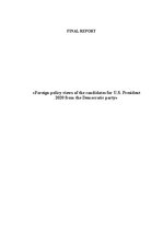 Referāts 'Foreign Policy Views of the Candidates for U.S. President 2020 from the Democrat', 1.