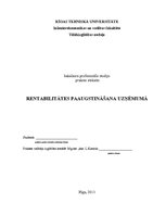 Prakses atskaite 'Rentabilitātes paaugstināšana uzņēmumā', 1.