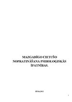 Referāts 'Mazgadīgo cietušo nopratināšanas psiholoģiskās īpatnības', 1.