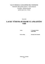 Referāts 'Lauku tūrisma ietekme uz apkārtējo vidi', 1.