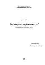 Konspekts 'Budžeta plāns uzņēmumam "A"', 1.