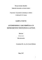 Referāts 'Antimonopolu likumdošana un konkurences veicināšana Latvijā', 1.