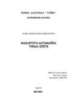 Referāts 'Mazlietotu automašīnu tirgus izpēte', 1.