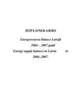 Diplomdarbs 'Energoresursu bilance Latvijā 2004. - 2007.gadā', 1.