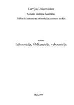 Referāts 'Infometrija, bibliometrija, vebometrija', 1.