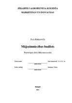 Referāts 'Mājsaimniecības budžets', 1.