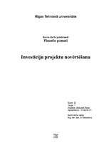 Referāts 'Investīciju projekta novērtēšana', 1.