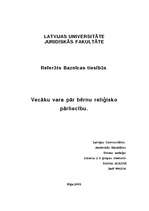 Referāts 'Vecāku vara pār bērnu reliģisko pārliecību', 1.