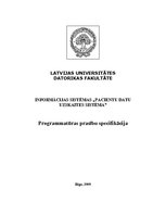 Referāts 'Informācijas sistēmas "Pacientu datu uzskaites sistēma" programmatūras prasību s', 1.