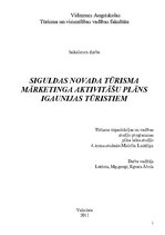 Diplomdarbs 'Siguldas novada tūrisma mārketinga aktivitāšu plāns Igaunijas tūristiem', 1.