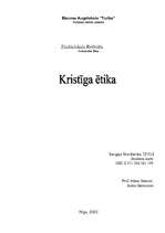 Referāts 'Kristīgā ētika', 1.