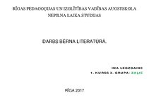 Konspekts 'Darbs bērnu literatūrā', 1.