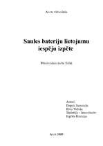 Referāts 'Saules bateriju lietojuma iespēju izpēte', 1.