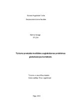 Referāts 'Tūrisma produkta kvalitātes saglabāšanas problēmas globalizācijas kontekstā', 1.