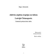 Referāts 'Aktīvās atpūtas iespējas Latvijā. Ūdenssports', 1.