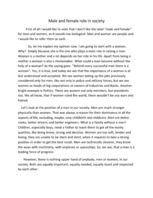 Eseja 'Male and Female Role in Society', 1.