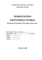 Referāts 'Marginālisma ekonomiskā teorija', 1.