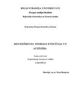 Konspekts 'Menedžmenta teorijas evolūcija un attīstība', 1.