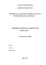 Diplomdarbs 'Sabiedrības pieredze salmonelozes profilaksē', 1.