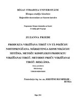 Konspekts 'Produkta virzīšana tirgū un tā pozīciju nostiprināšana. Mārketinga komunikāciju ', 1.