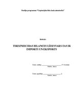 Referāts 'Tirdzniecības bilances līdzsvars - tas ir imports un eksports', 1.