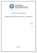 Referāts 'Implementation of Alternative Investments in Latvia - a Critical Analysis', 1.