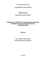 Referāts 'Žurnāla “L'Officiel” 2015.gada un 2020.gada numuru valodas analīze un tās salīdz', 1.