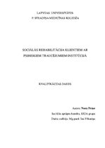 Diplomdarbs 'Sociālā rehabilitācija aprūpes centrā klientiem ar psihiskiem traucējumiem', 1.