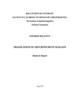 Referāts 'Translation of Advertisement Slogans', 1.