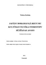 Referāts 'Japāņu doramas kā Rietumu kultūras cilvēka stereotipu pētīšanas avots', 1.