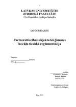 Referāts 'Partnerattiecību subjektu kā ģimenes locekļu tiesiskā reglamentācija', 1.